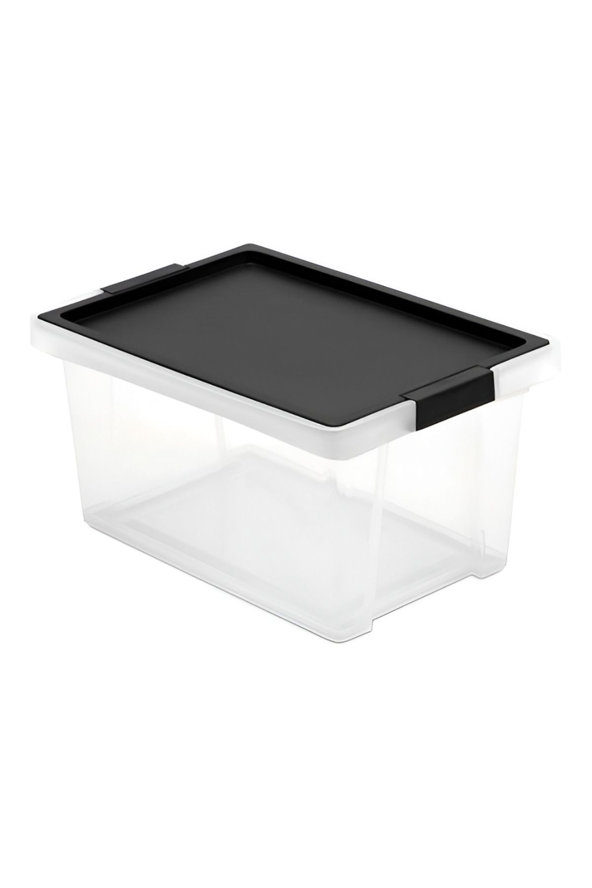 Tatay-Hinged Handle Multipurpose Stackable Storage Box with Lid Black and Clear 15 Liter 1