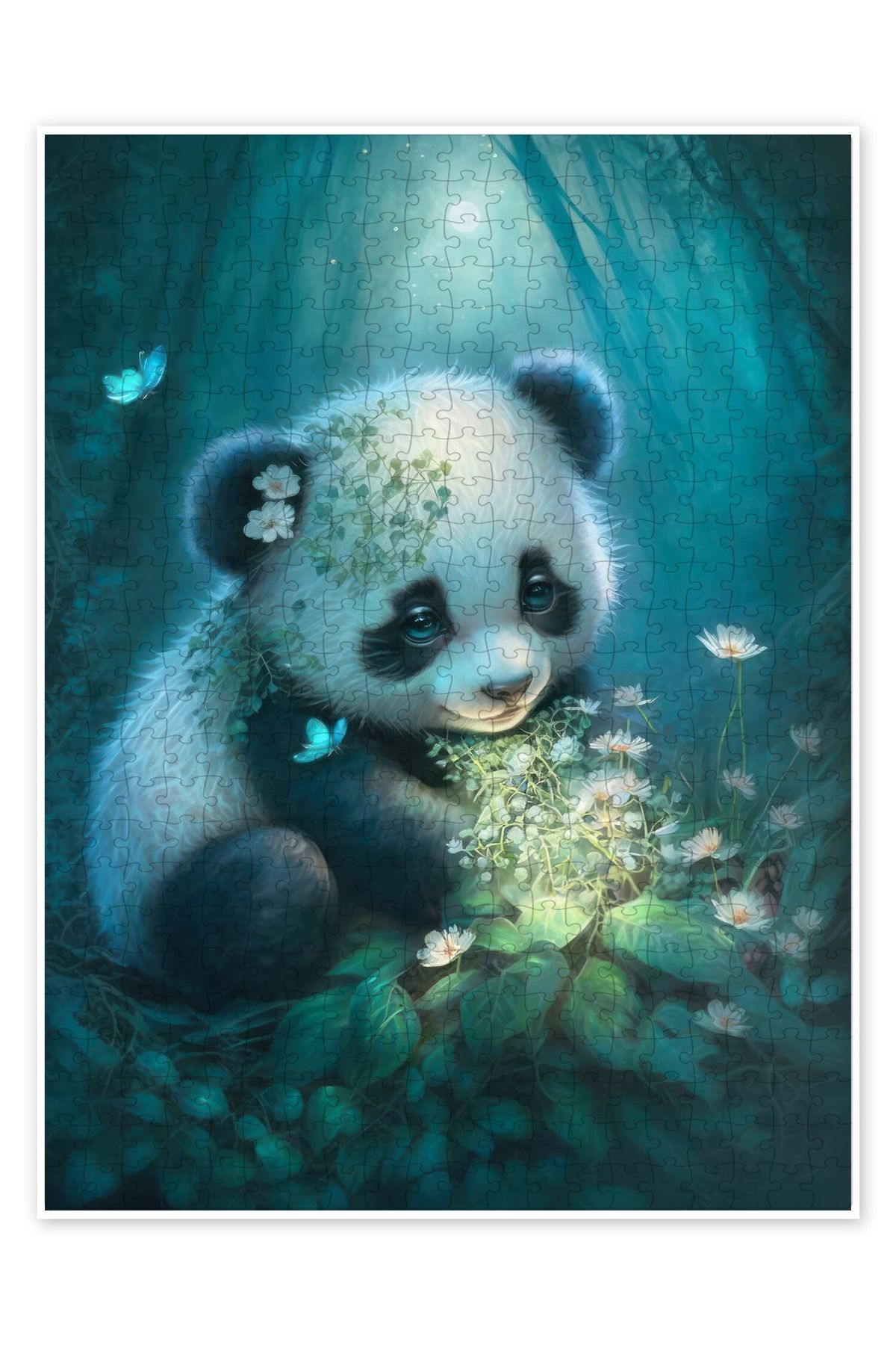 Jeronkarji Sihirli ormandaki bebek panda ayısı 500 Parça Puzzle Yapboz Çocuklar için Neşeli Hayvan Temalı