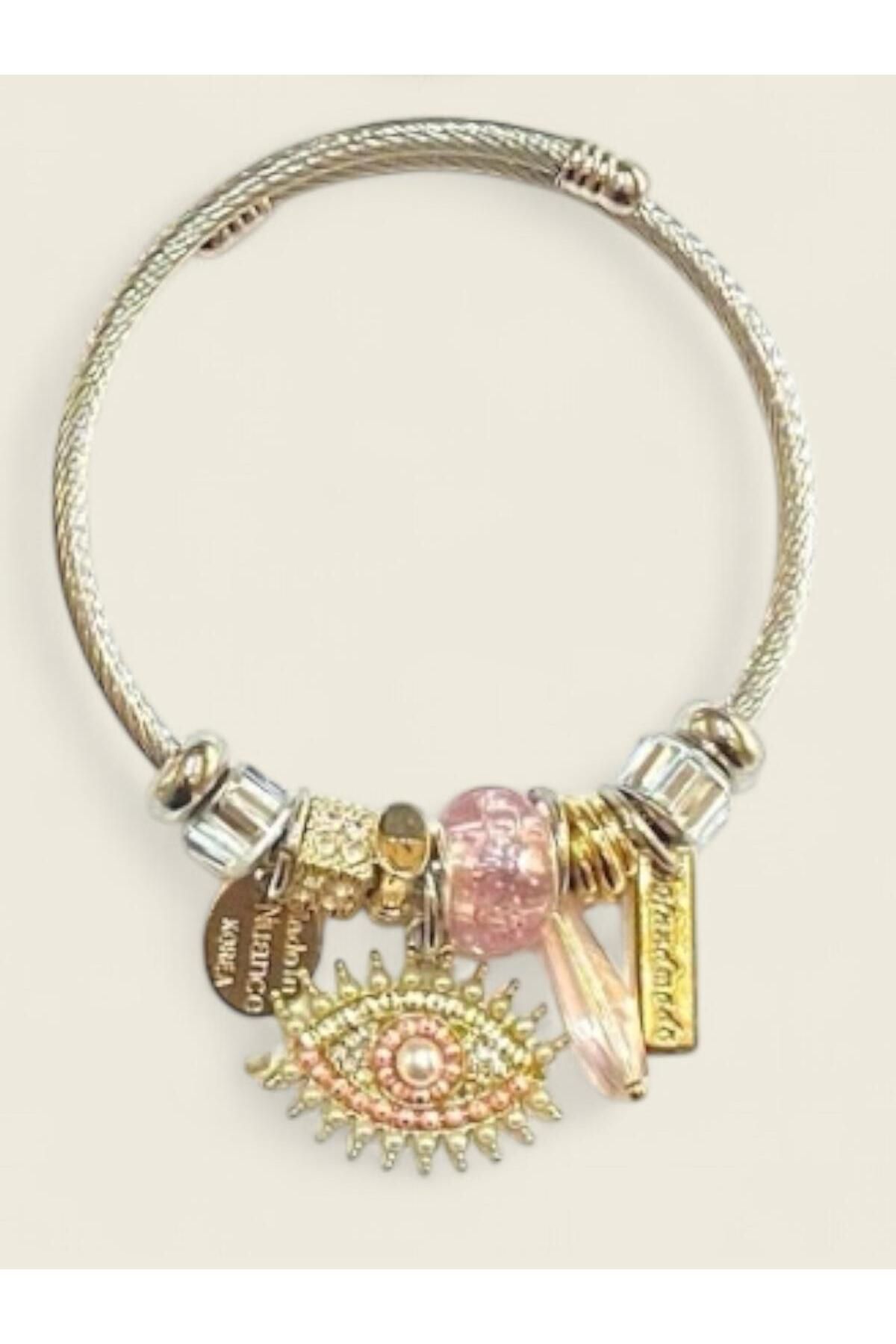 Luna Barella Pembe Charm Nazarlık Bileklik – Romantik ve Şık Aksesuar