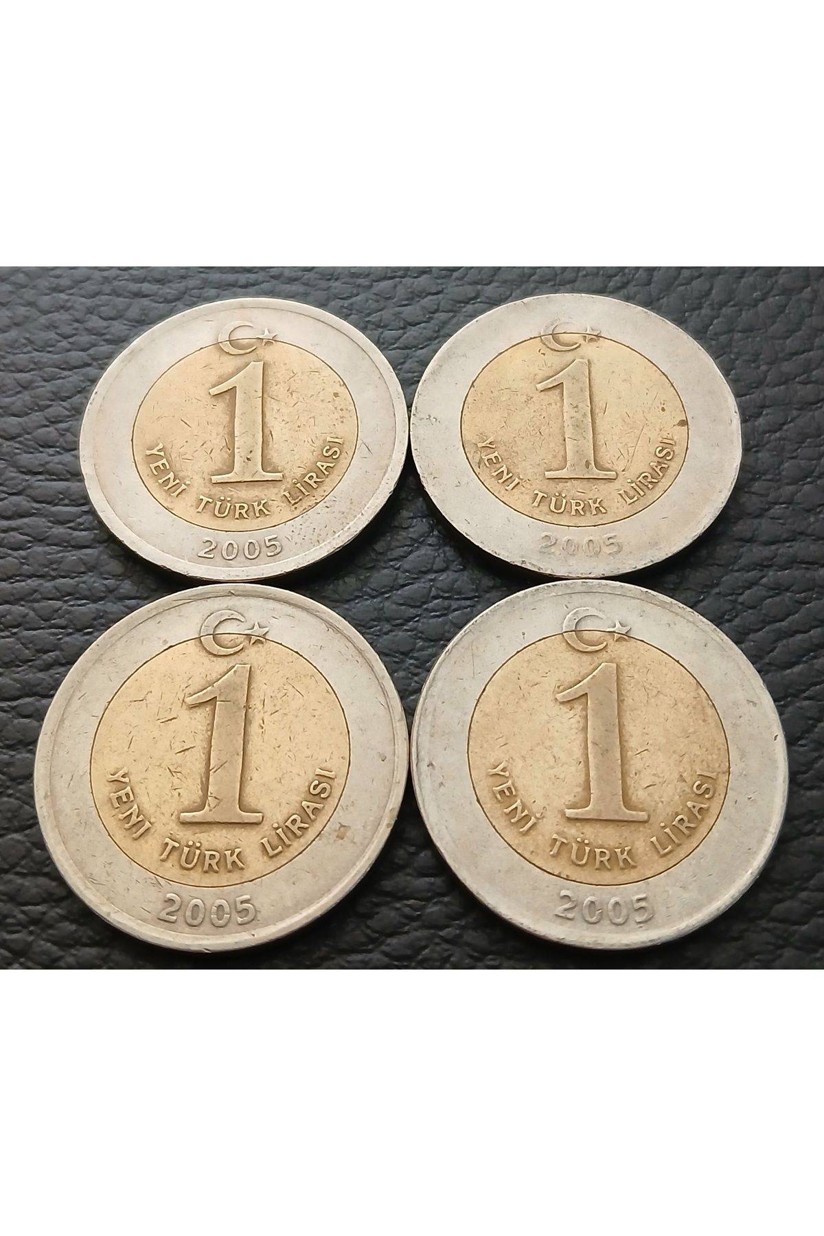 DÜZGÜN TİCARET 2005 BİR YTL ESKİ MADENİ PARA 4 ADET DÜŞÜK KONDİSYON