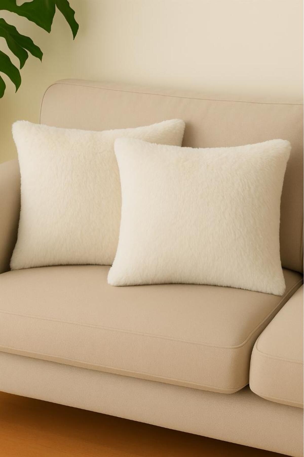 Miabella Home 2'li Peluş Kırlent Kılıfı 45x45 | Koltuk Yastık Kılıfı | Ev Dekorasyon Kırlent Yastık Kılıfı