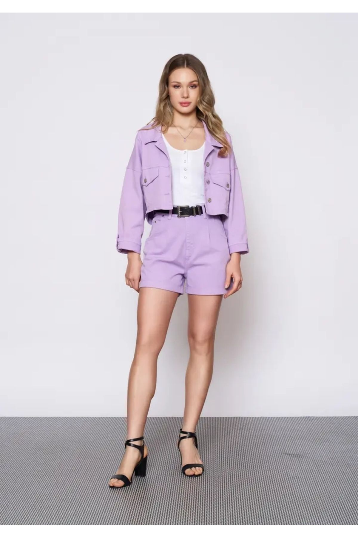 EUROFASHION Lavanta Bolero Denim Ceket