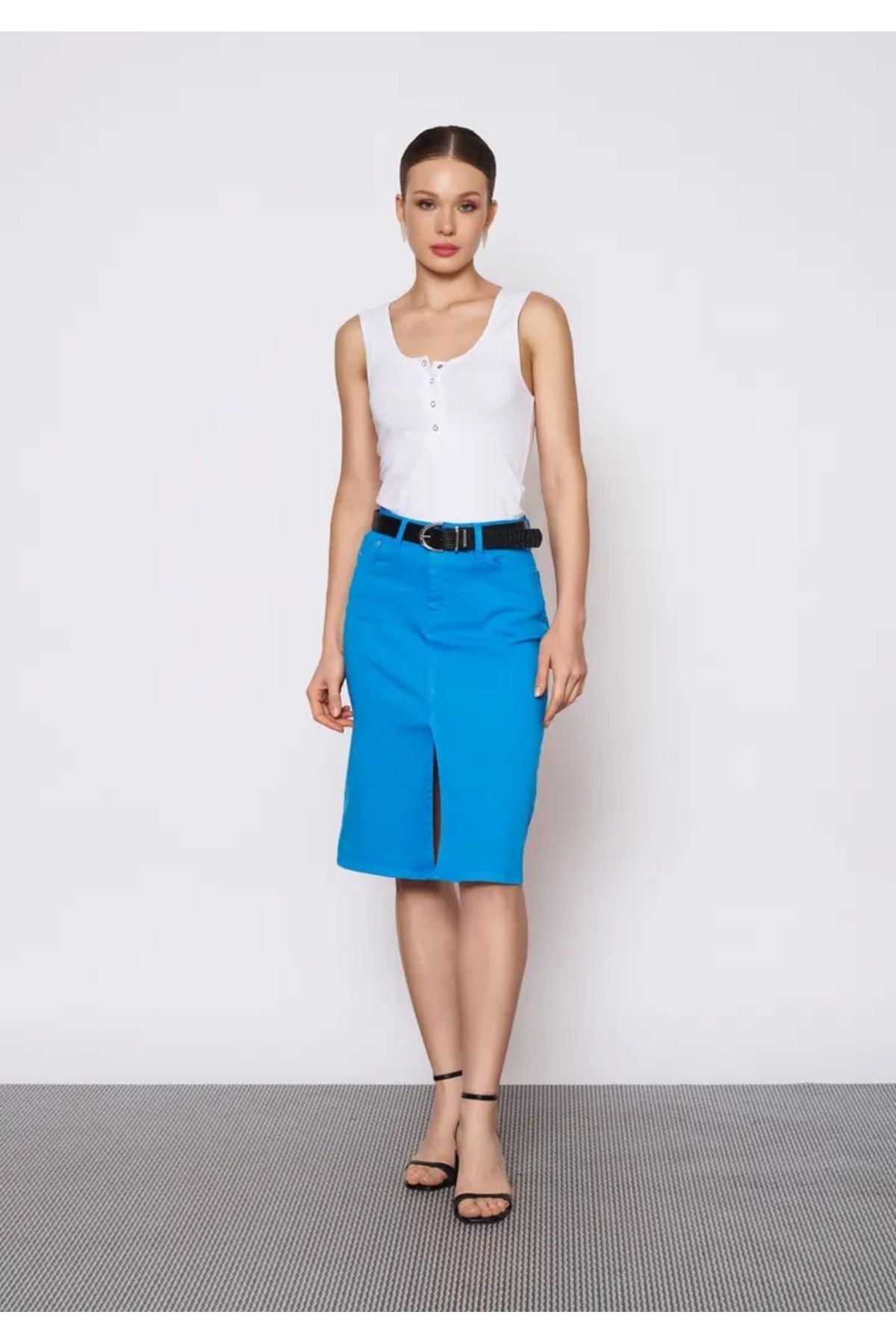 EUROFASHION Tranquil Mavi Denim Etek