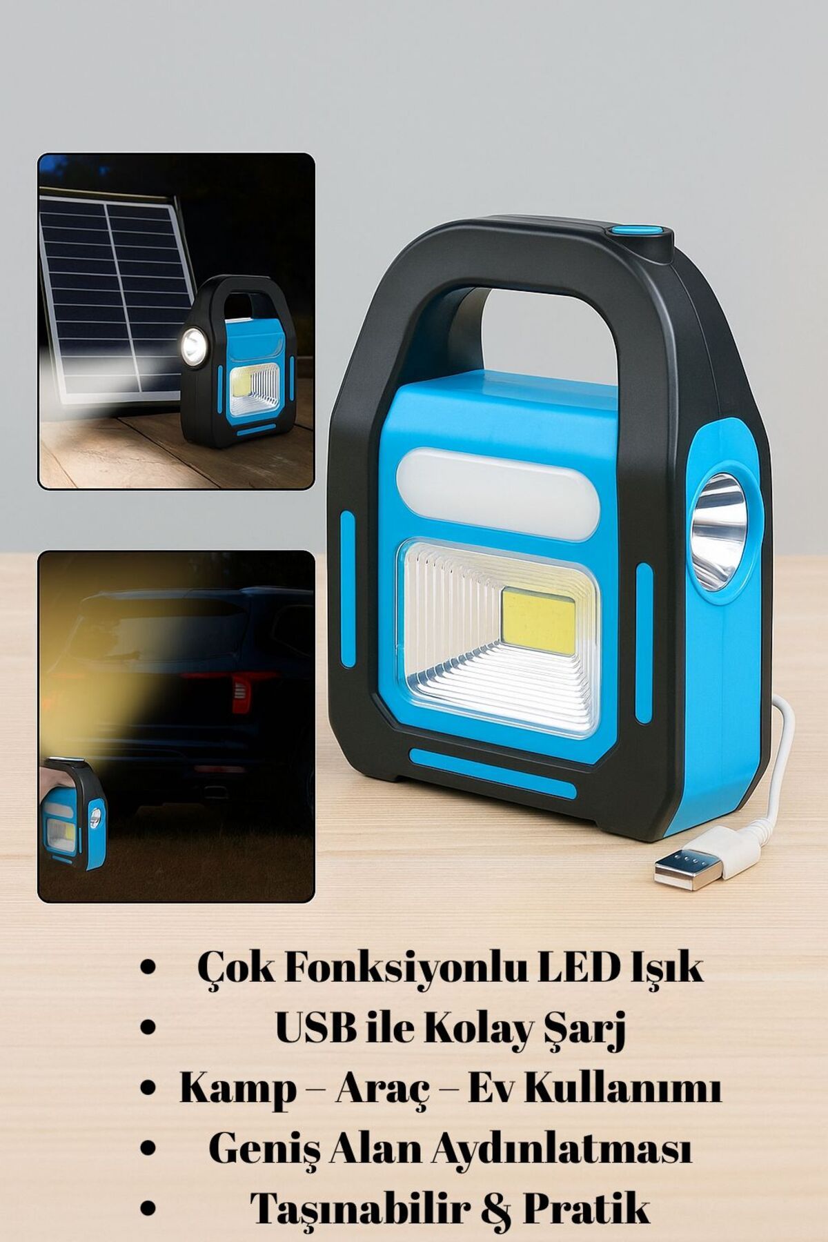 Kelepir Fırsatlar Şarjlı Kamp ve Araç Lambası – Çok Fonksiyonlu LED Işık