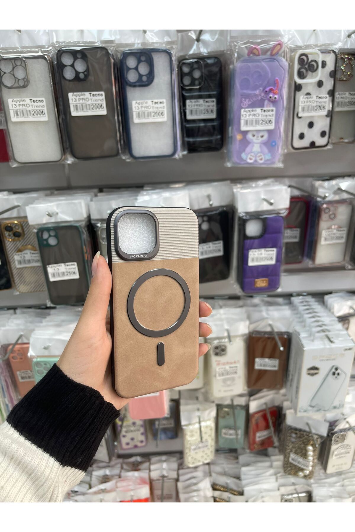 TECNOTREND Apple iphone 13/14 uyumlu deri süet dokulu magsaffe silikon kılıf