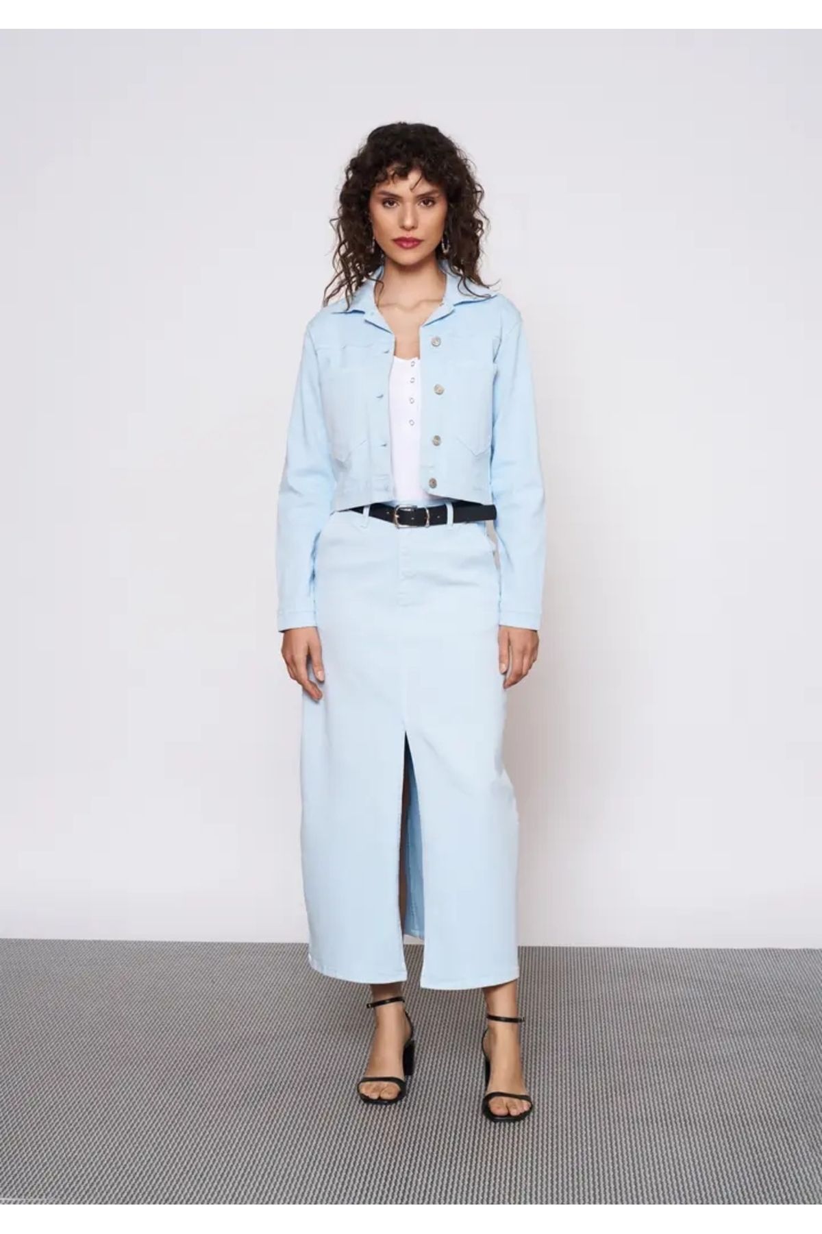 EUROFASHION Bebe Mavi Bolero Denim Ceket