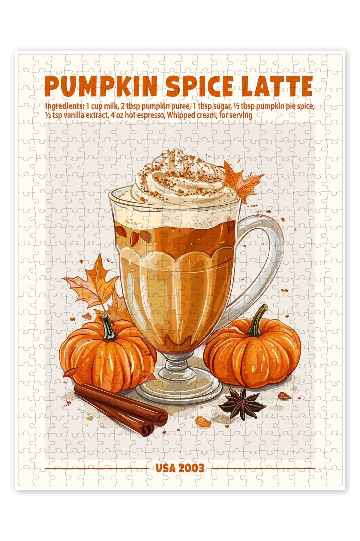 Jeronkarji Balkabağı Baharatlı Latte, 500 Parça Puzzle Yapboz Mutfak Temalı Yetişkinler için