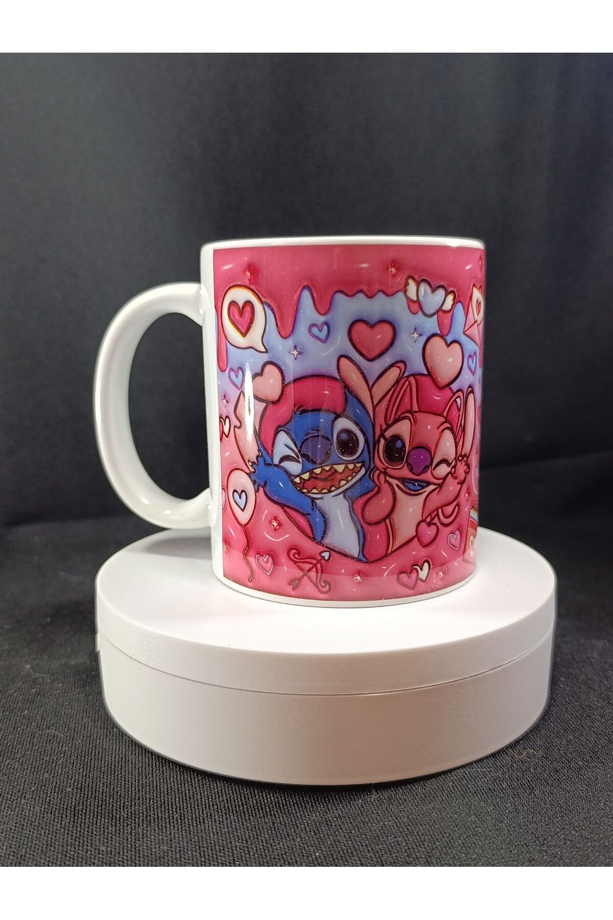 Rüyam Dizayn Stitch 3d Kabartma Porselen Kupa Bardak