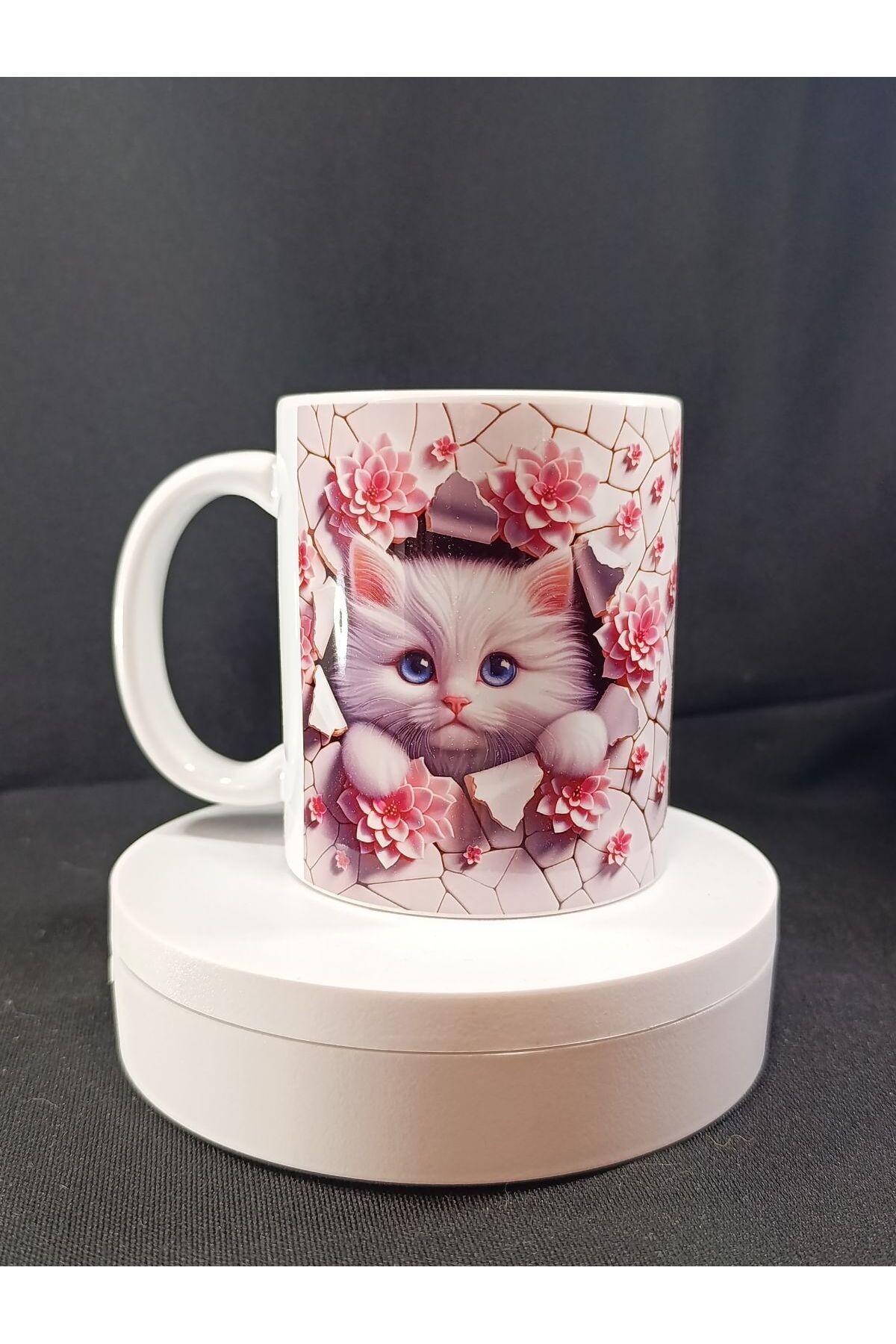 Rüyam Dizayn Tatlı Kedi Temalı Porselen Kupa Bardak