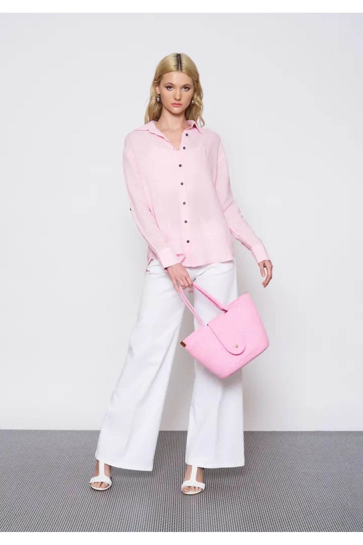 EUROFASHION Pembe Keten Gömlek