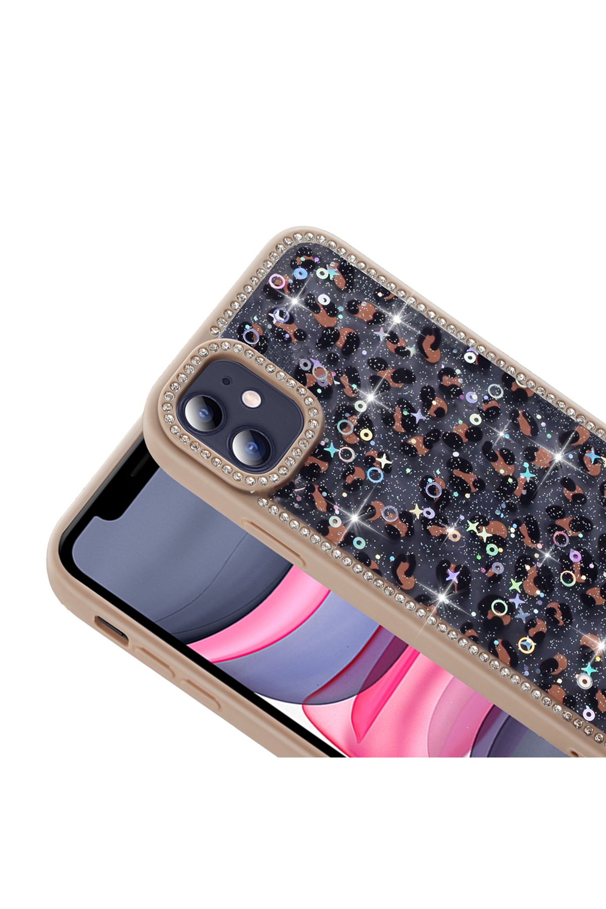 Zipax Apple iPhone 11 Kılıf Taşlı ve Simli Tasarım Zr-Azra