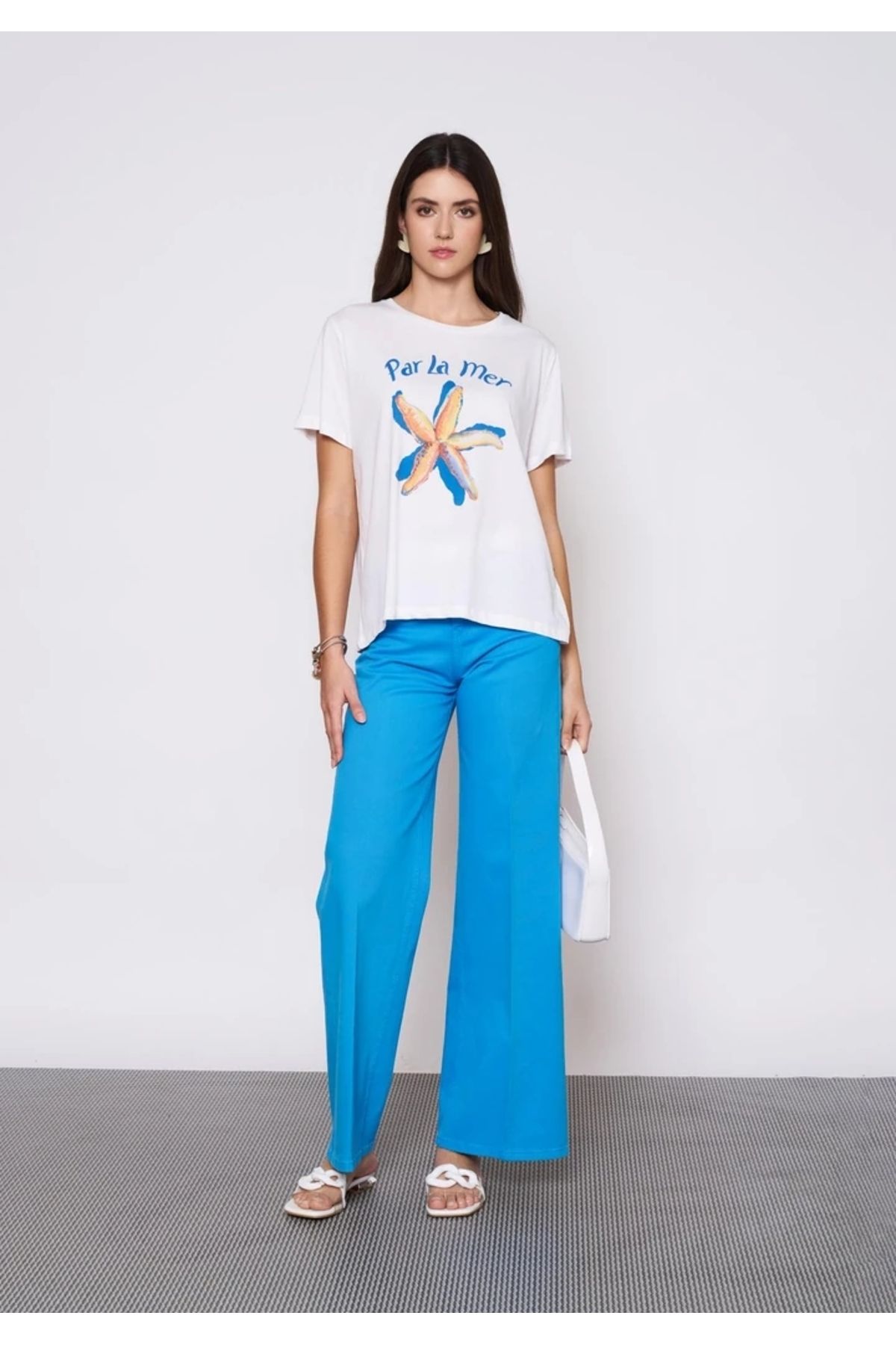 EUROFASHION Baskılı Beyaz T-Shirt