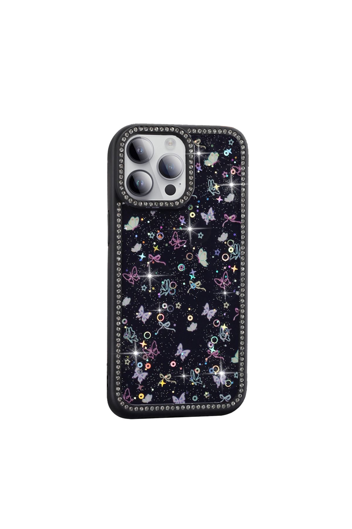 KılıfShop İphone 14 Pro Kılıf Azra Taşlı Simli