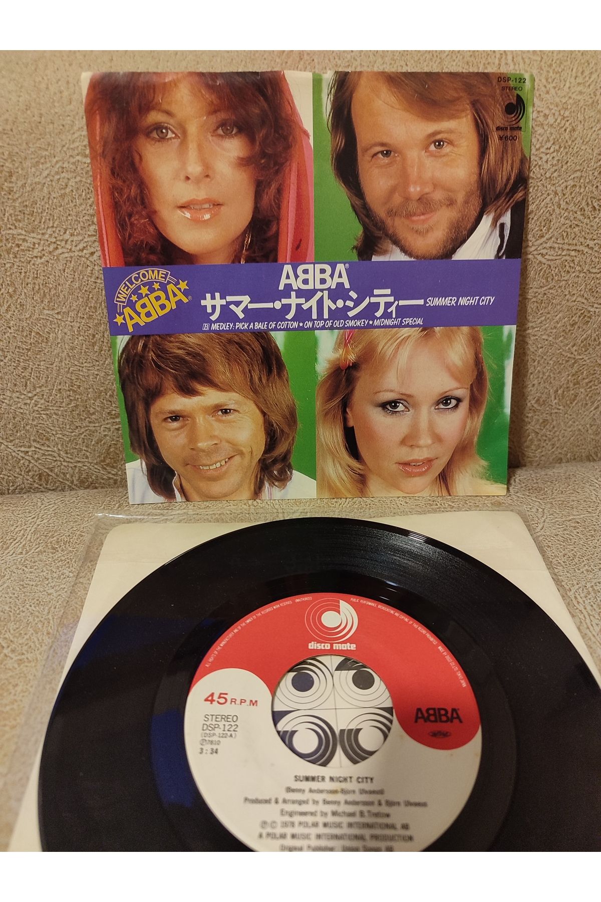 Plakperest ABBA - Summer Night City - 1978 Japonya Basım 45lik Plak 2.el