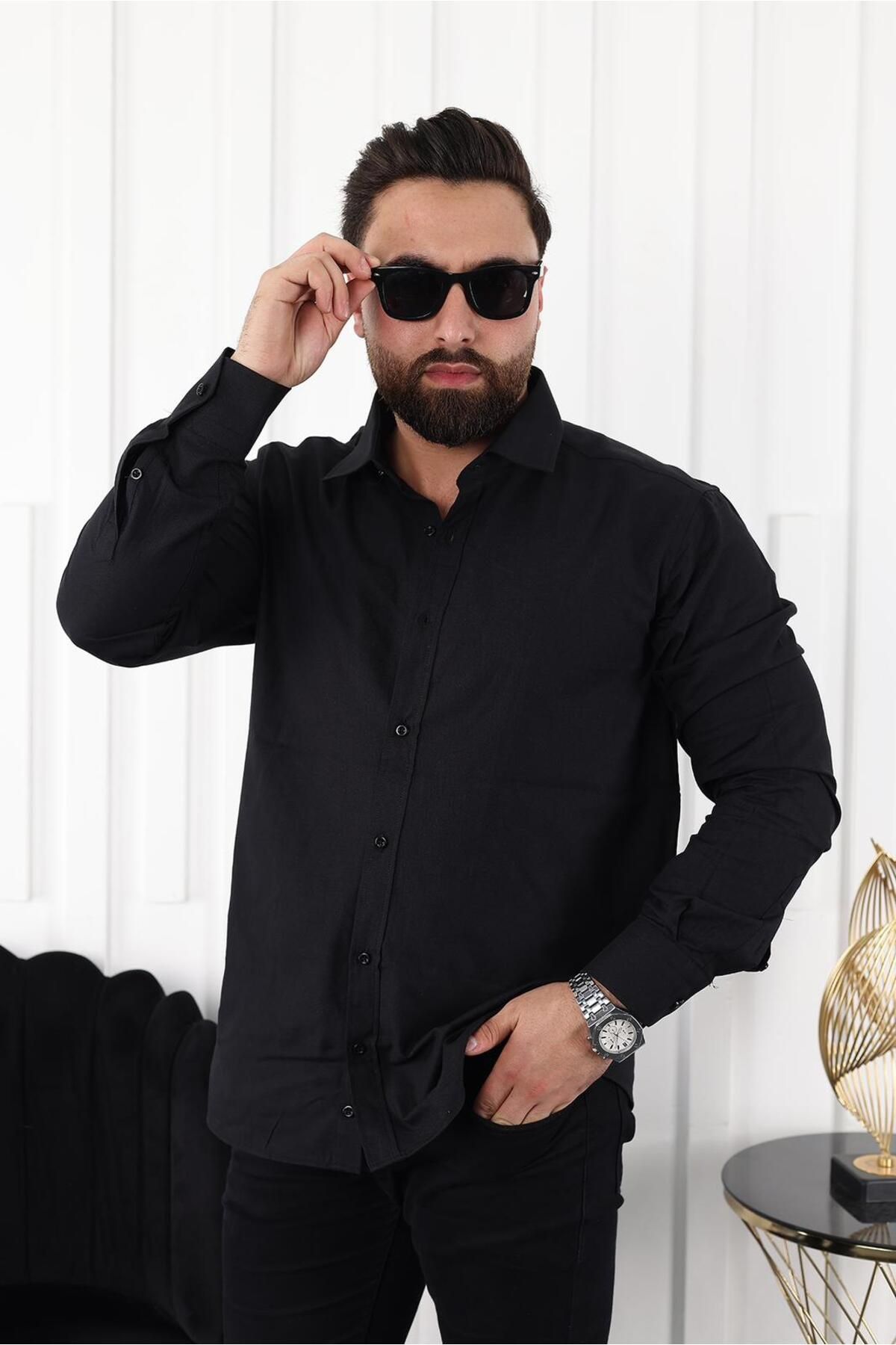 MFZ Giyim Klasik erkek gömlek Şamra kumaş