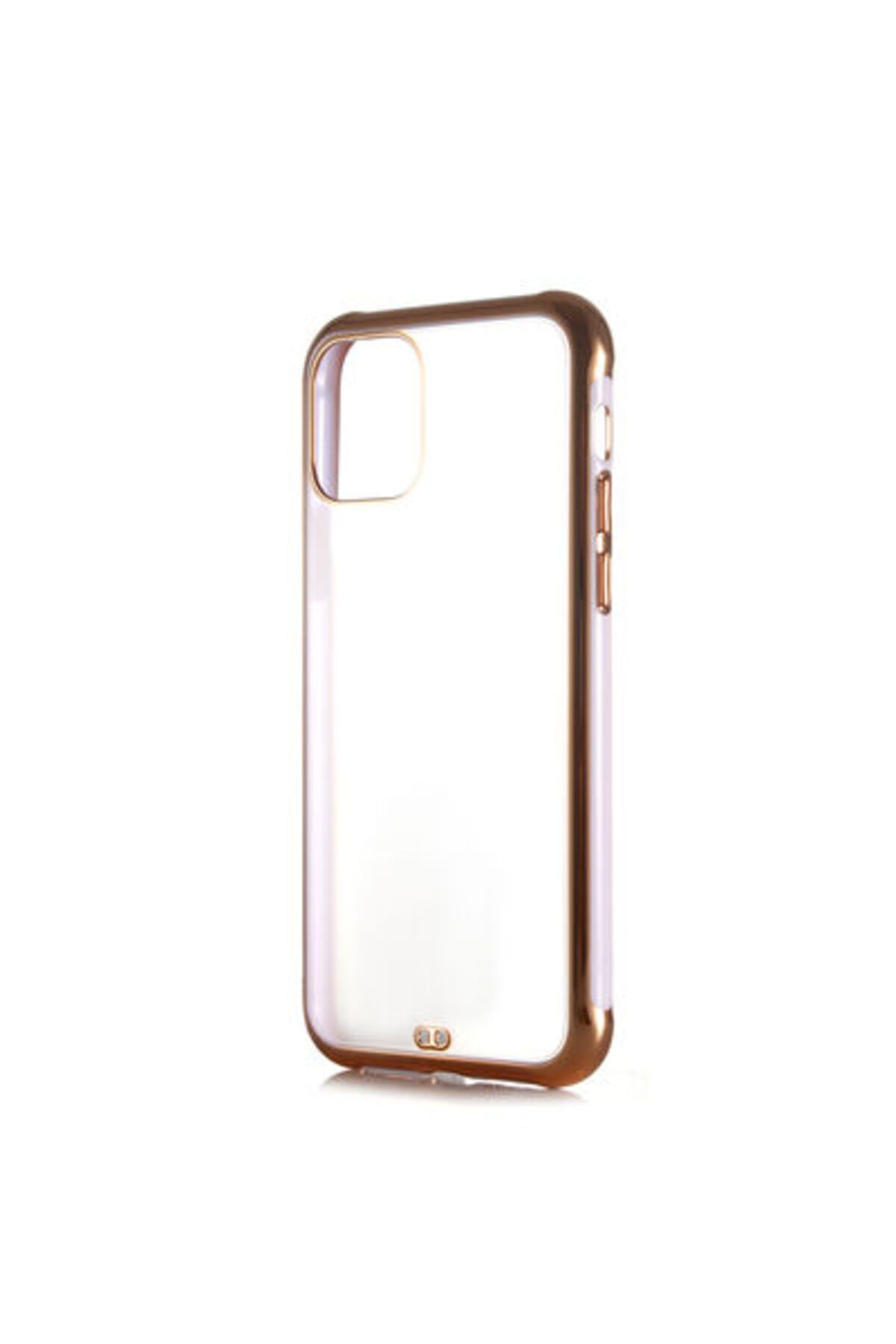 Paladyum Case iPhone 12 Ve 12 Pro Uyumlu Şeffaf Buzlu Gold Detaylı Mor Kapak Kılıf