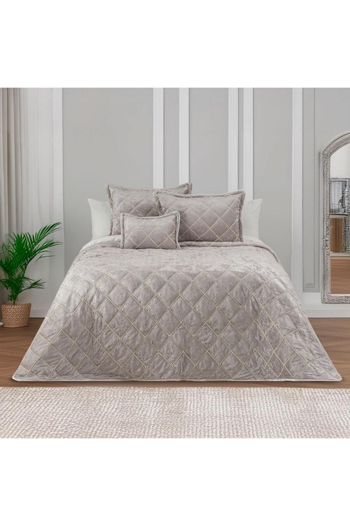 ROYAM Viola Home Hermes Kadife Çift Kişilik Yatak Örtüsü 250 x 260