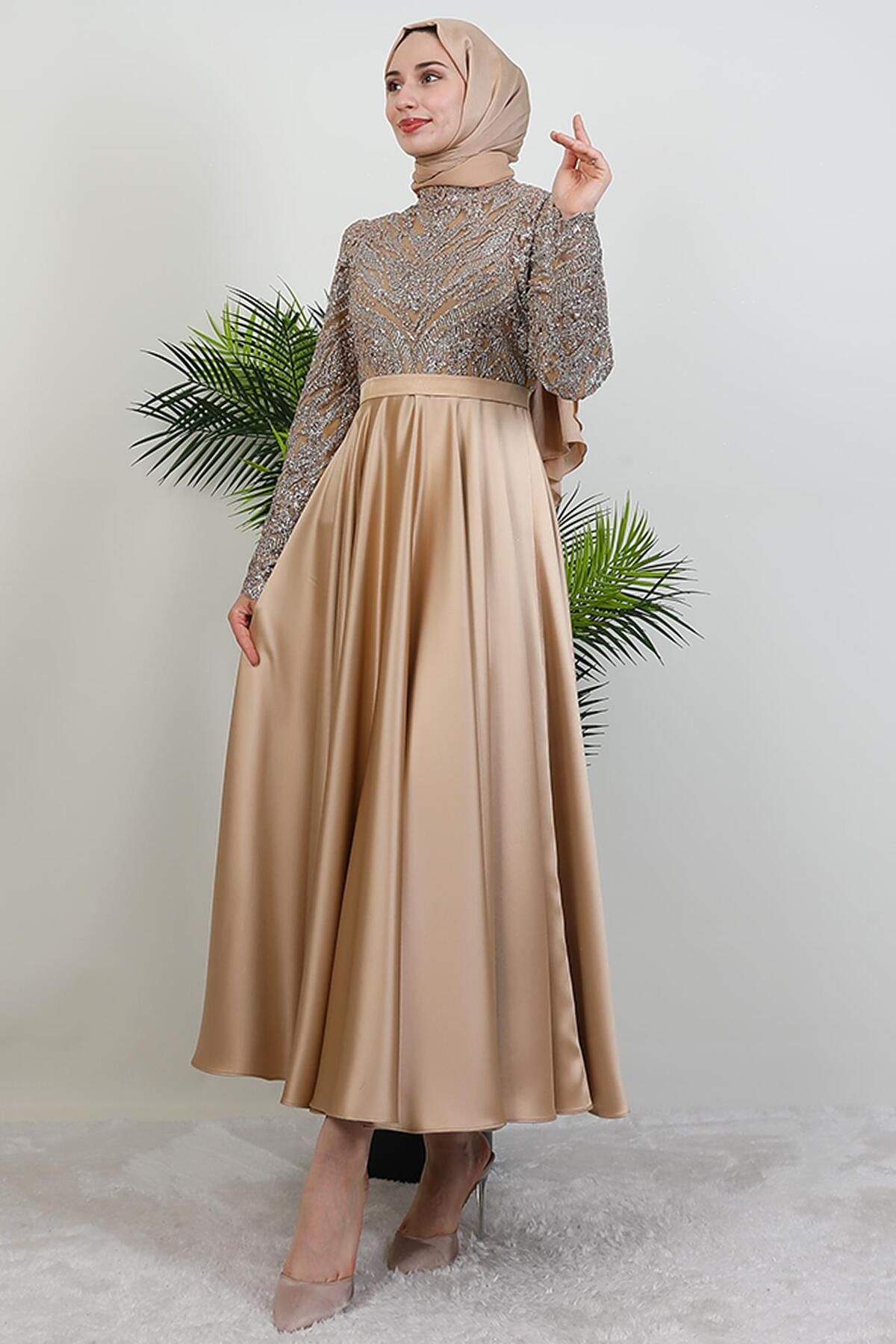 giz astore Velora Tesettür Abiye Gold
