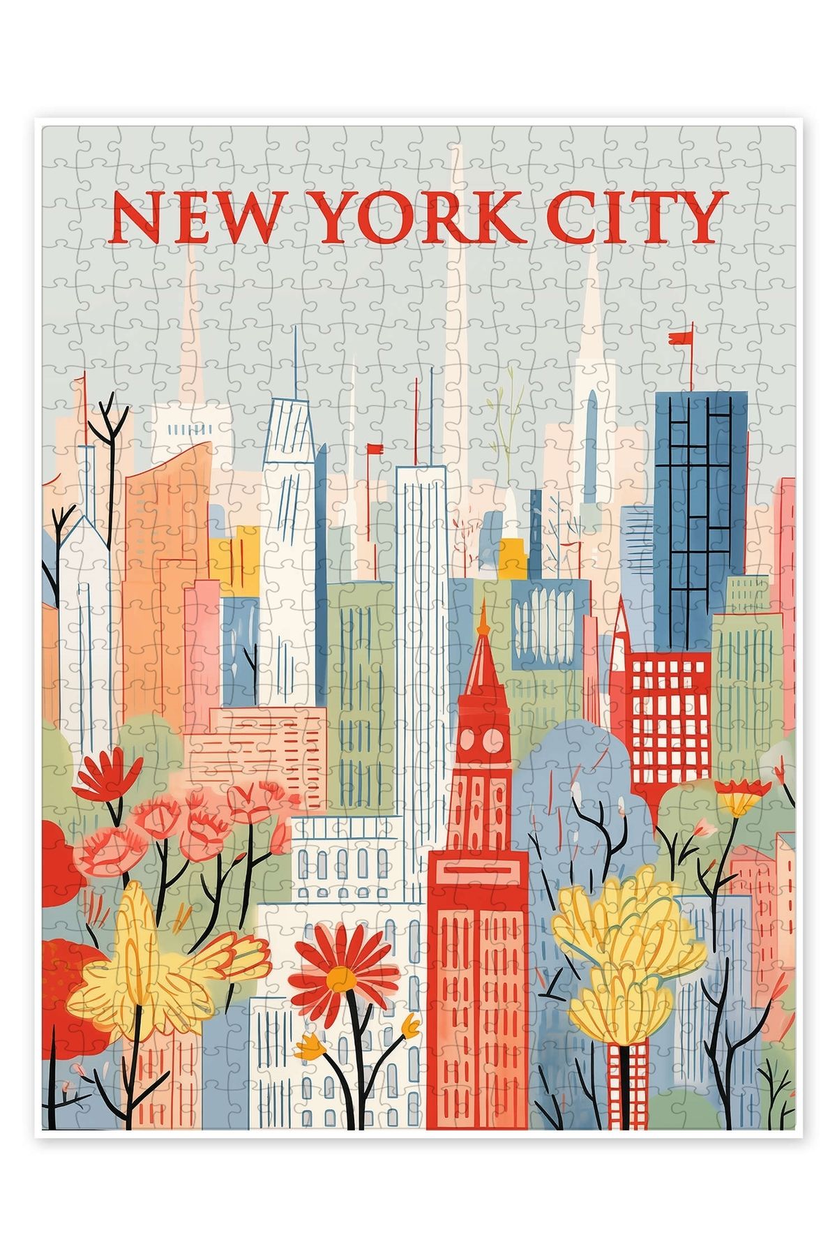 Jeronkarji New York Şehri Seyahat Sanat 500 Parça Puzzle Yapboz Şehir Manzara Temalı Hobilik