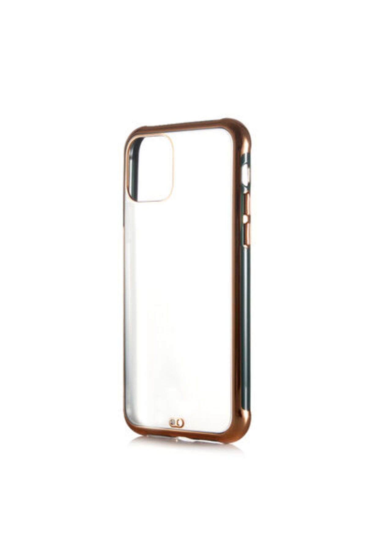 Paladyum Case iPhone 12 Ve 12 Pro Uyumlu Şeffaf Buzlu Gold Detaylı Koyu Yeşil Kapak Kılıf