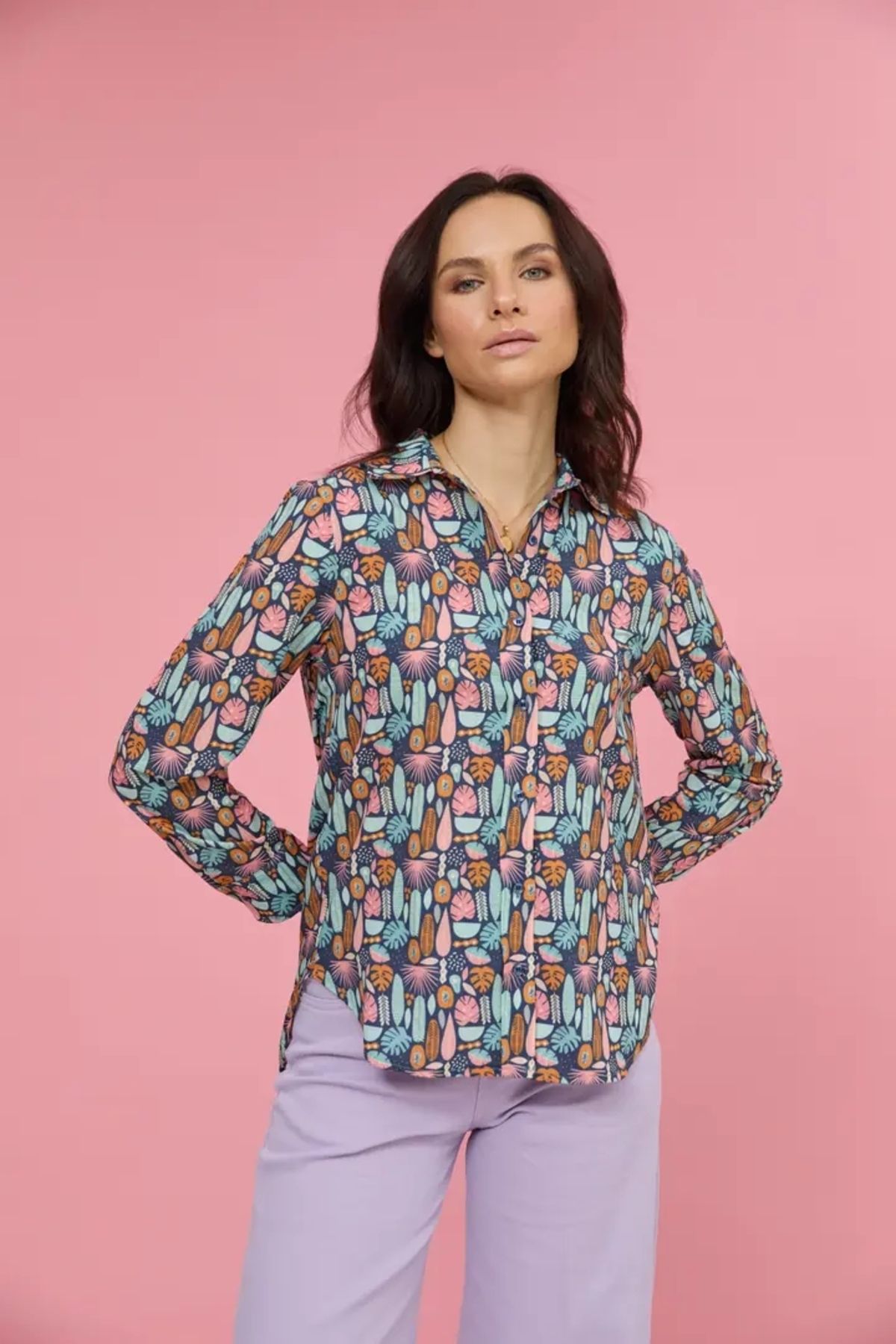 EUROFASHION Renkli Desenli Gömlek