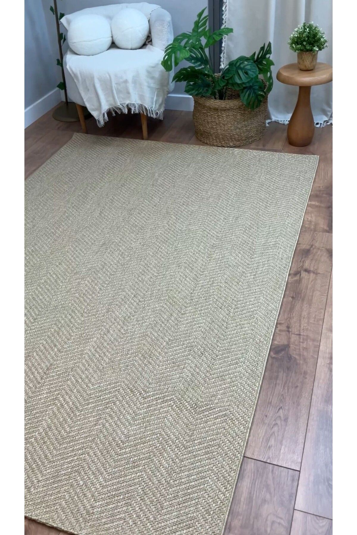 Piala Home Naturel Balık Sırtı Desenli Sisal Halı