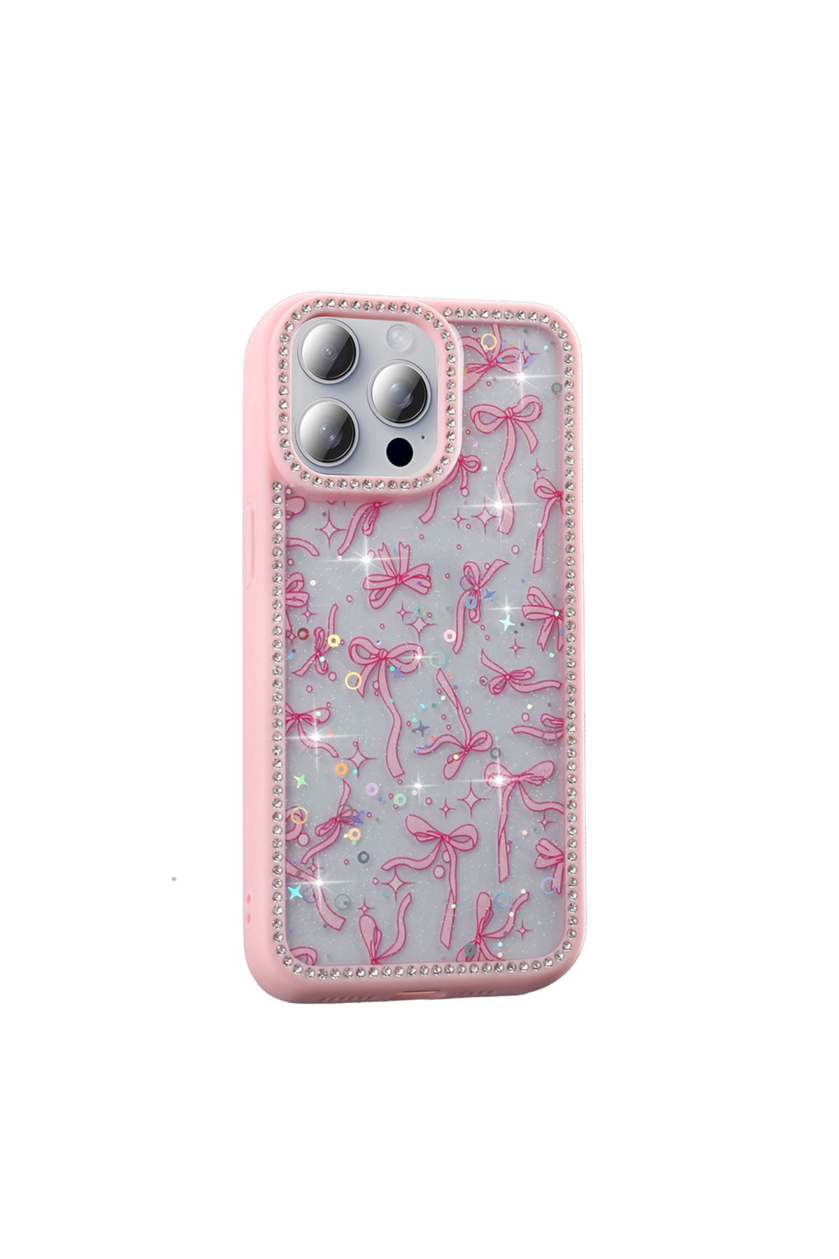 KılıfShop İphone 15 Pro Kılıf Azra Taşlı Simli