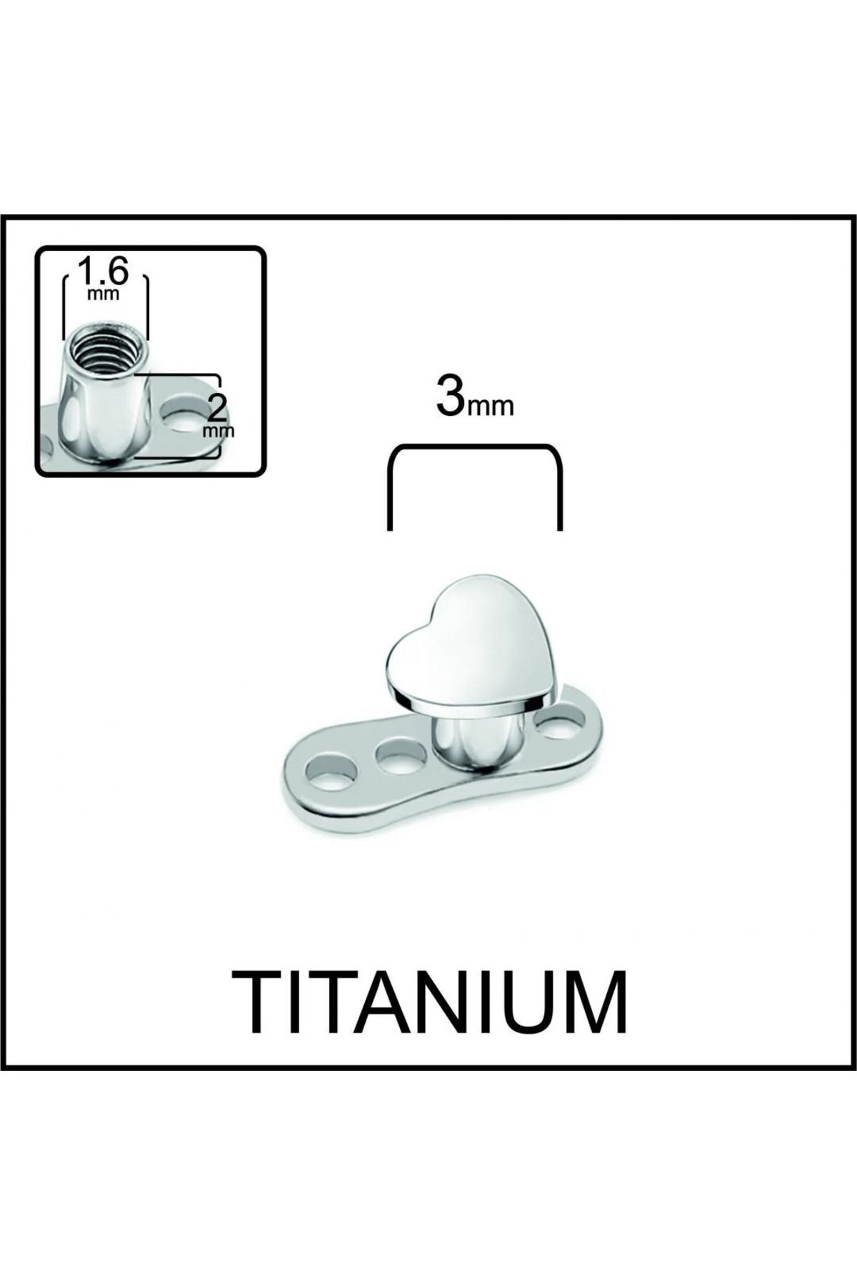 İmgeTattoo Kalp 3mm Titanyum Dermal Piercing