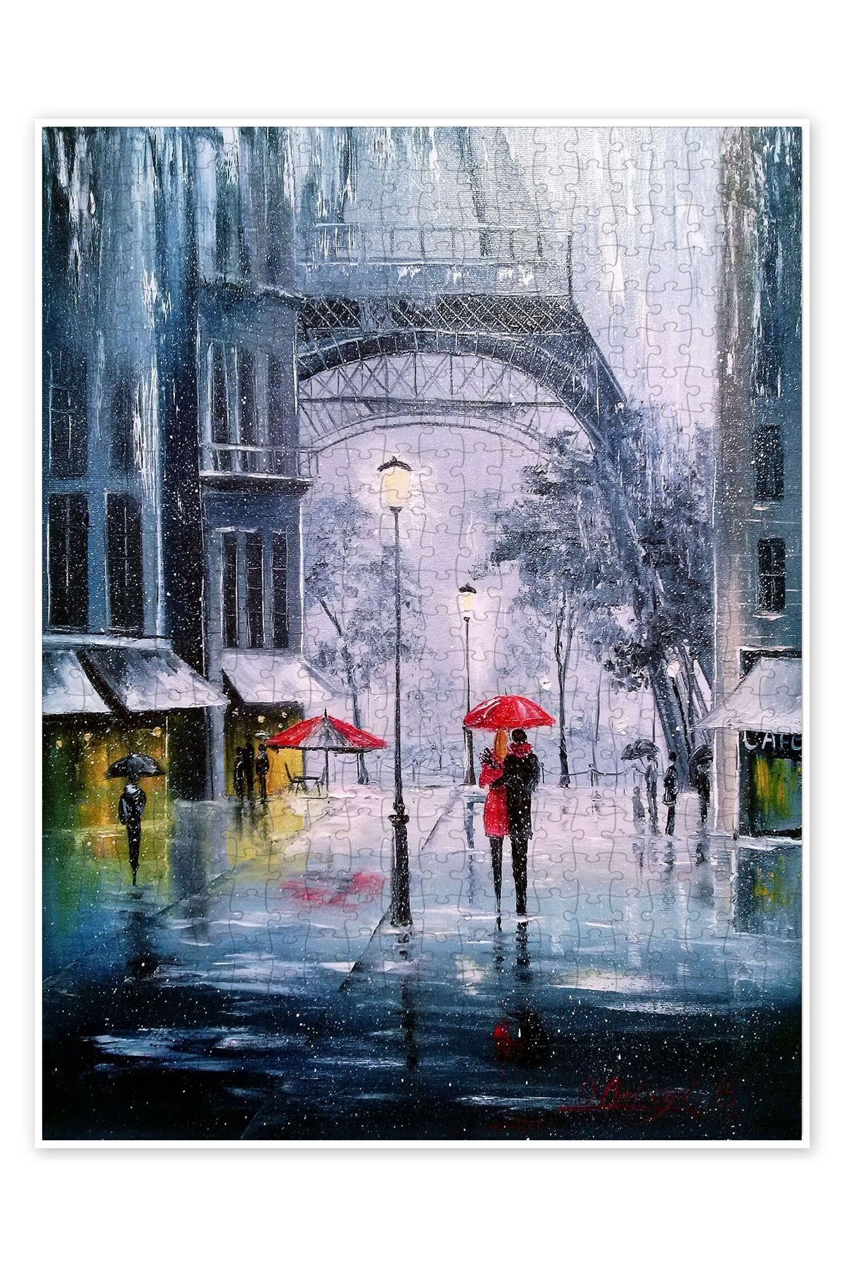 Jeronkarji Paris'teki ilk kar 500 Parça Puzzle Yapboz Şehir Manzara Temalı Hobilik