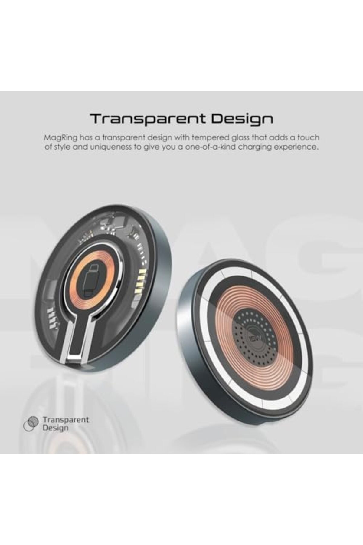 Promate-Transparent 2-in-1 Charging Base with 15W MagSafe and Foldable 180 Degrees Design, Black 3
