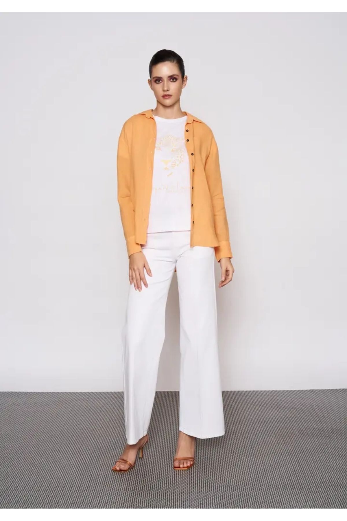 EUROFASHION Turuncu Keten Gömlek
