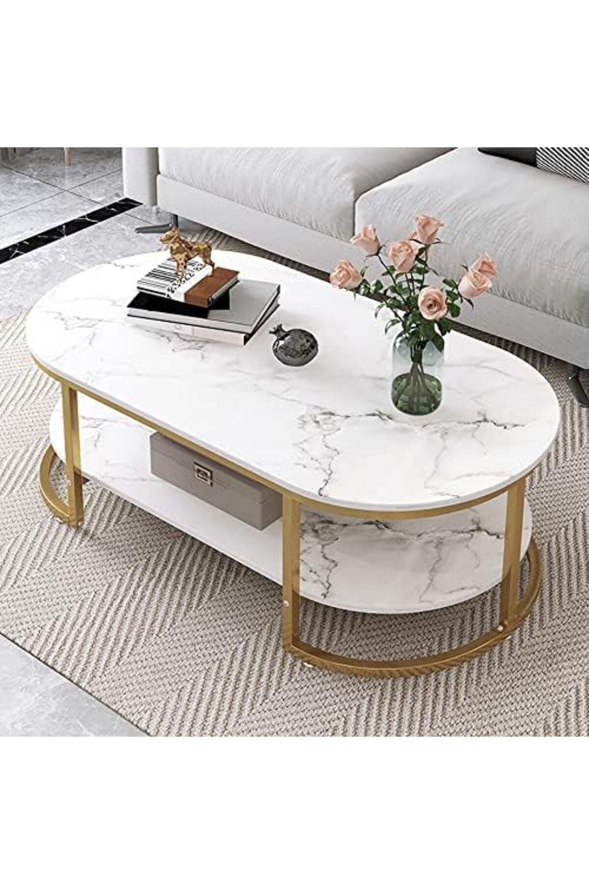Generic-2 Tier Center Table Coffee Table, Living Room Sofa Side Table Simple Design Coffee Table Round Coffe 2