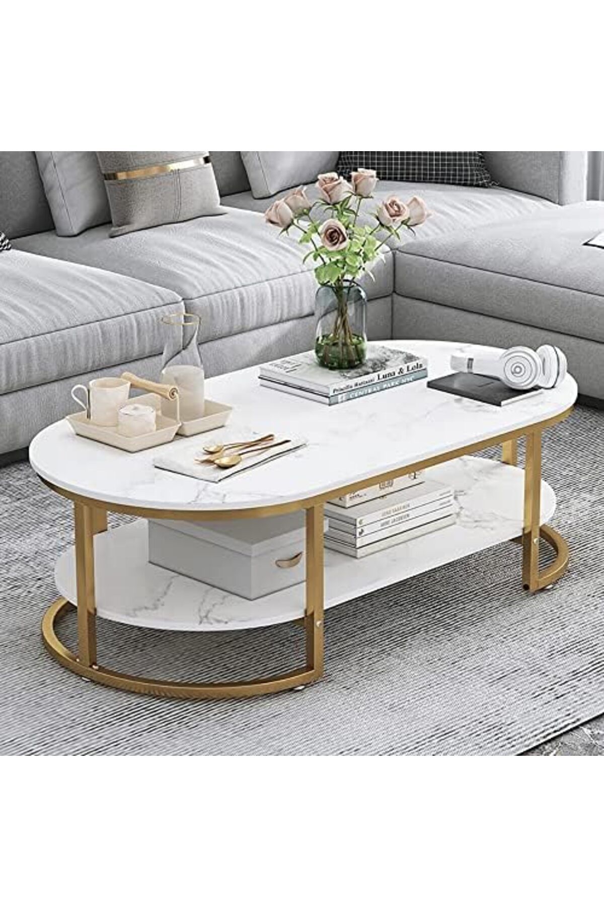 Generic-2 Tier Center Table Coffee Table, Living Room Sofa Side Table Simple Design Coffee Table Round Coffe 3