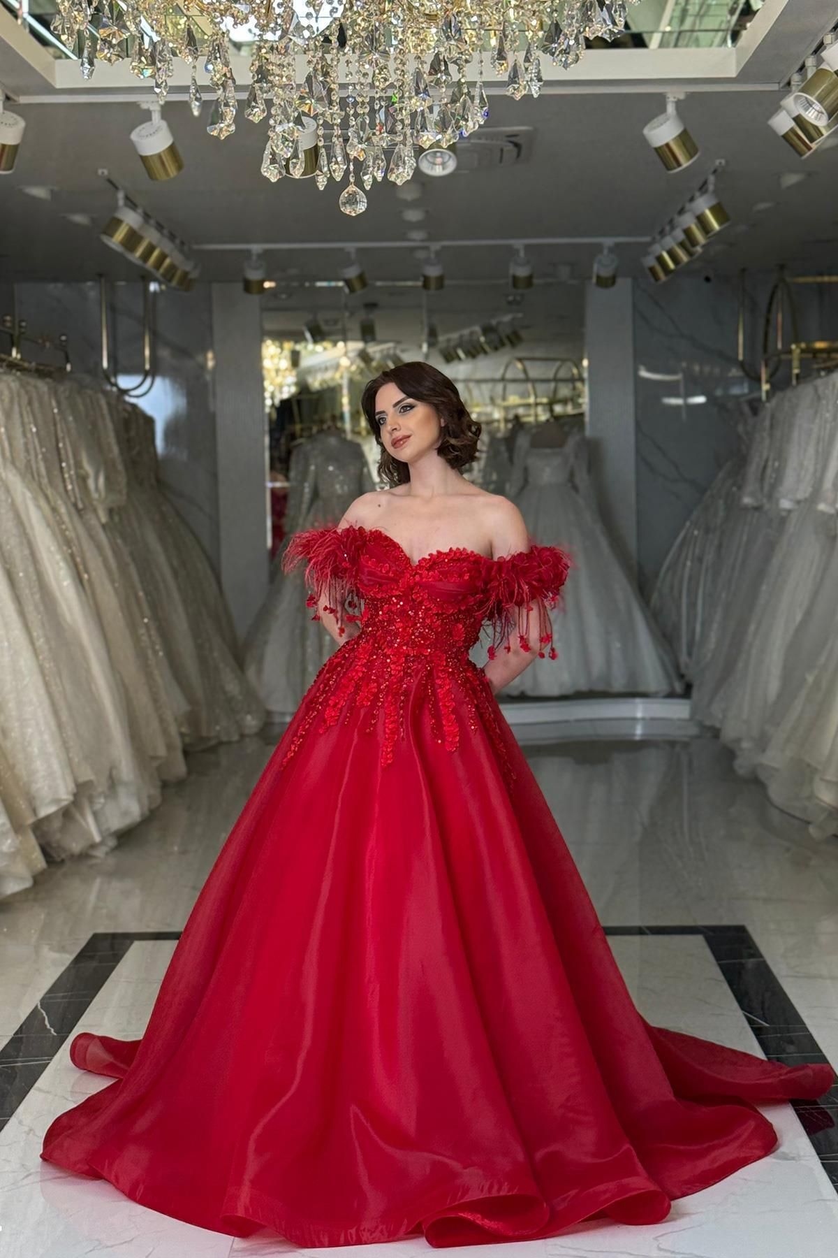 Yonca Moda Evi Kırmızı Yonca Nişanlık 7991