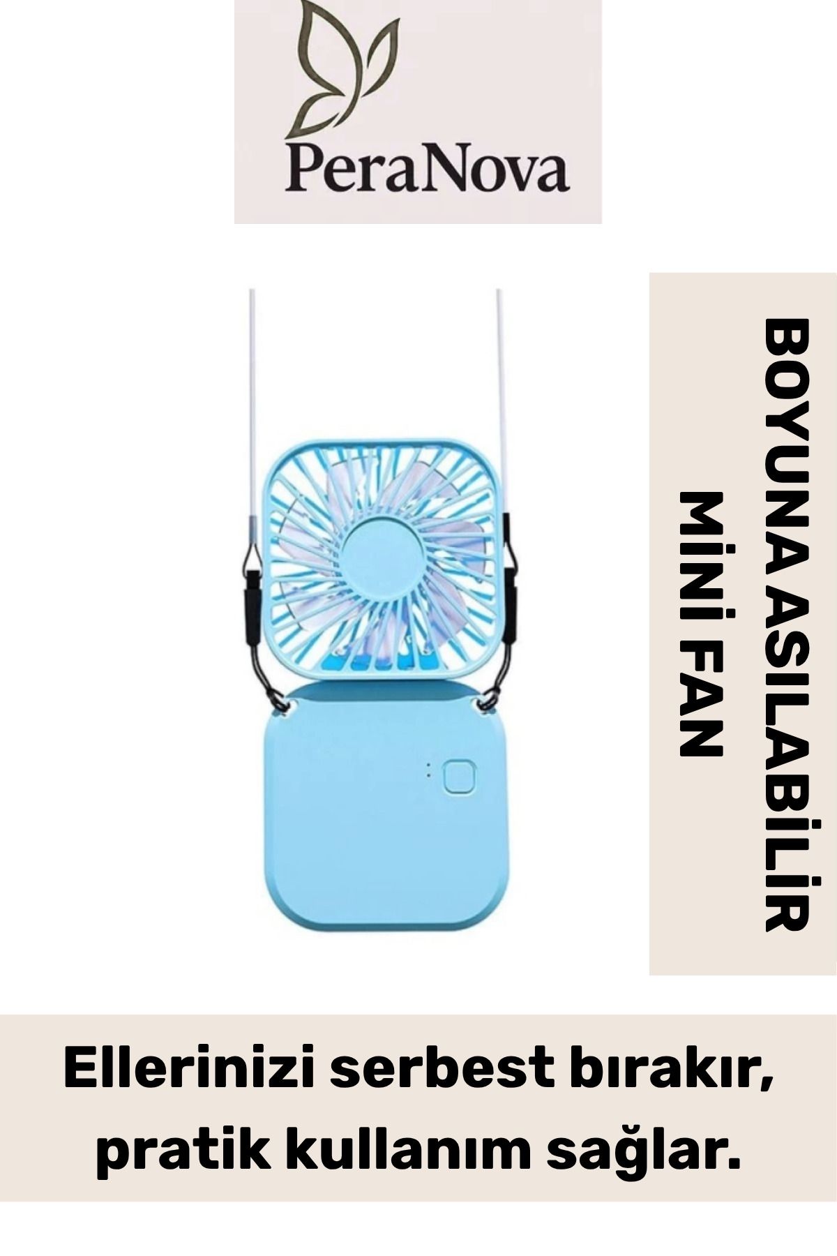 PeraNova Premium Taşınabilir Şarjlı Güçlü Yüksek Kaliteli Sessiz Hava Soğutucu Üflemeli Mini Boyun Vantilatör