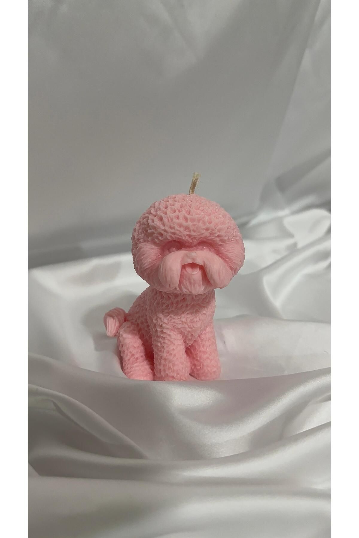 Home ZnCraft Pembe - Gül Kokulu Poodle Köpek Mum – %100 Doğal Soya Wax | 7x8x10 cm | Kimyasal İçermez