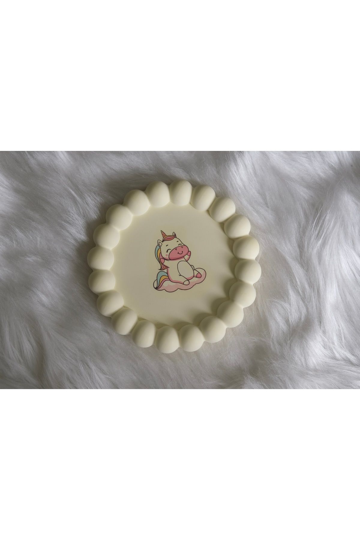 NÜWA HOME taş tozu dekoratif hediyelik unicorn baskılı boncuk tabak