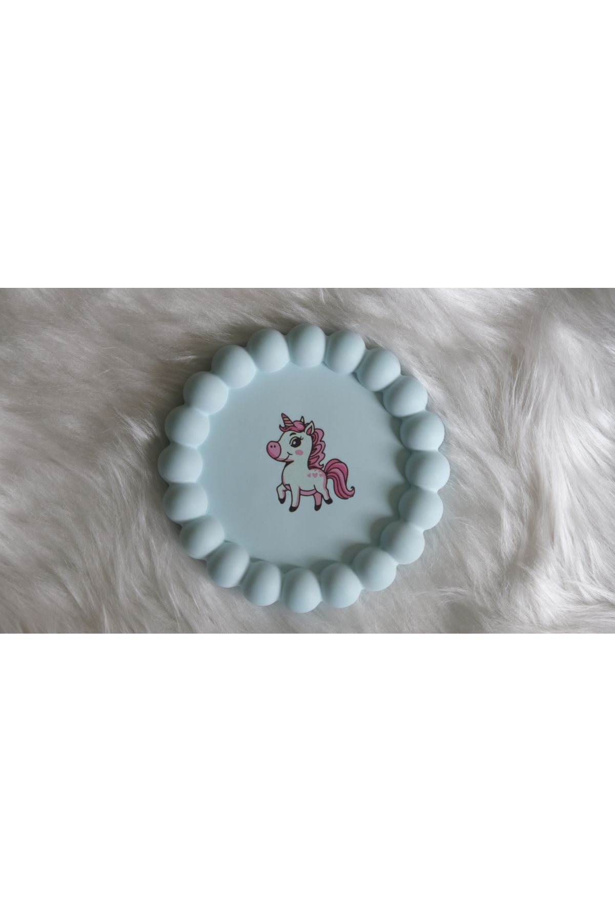 NÜWA HOME taş tozu dekoratif hediyelik unicorn baskılı boncuk tabak