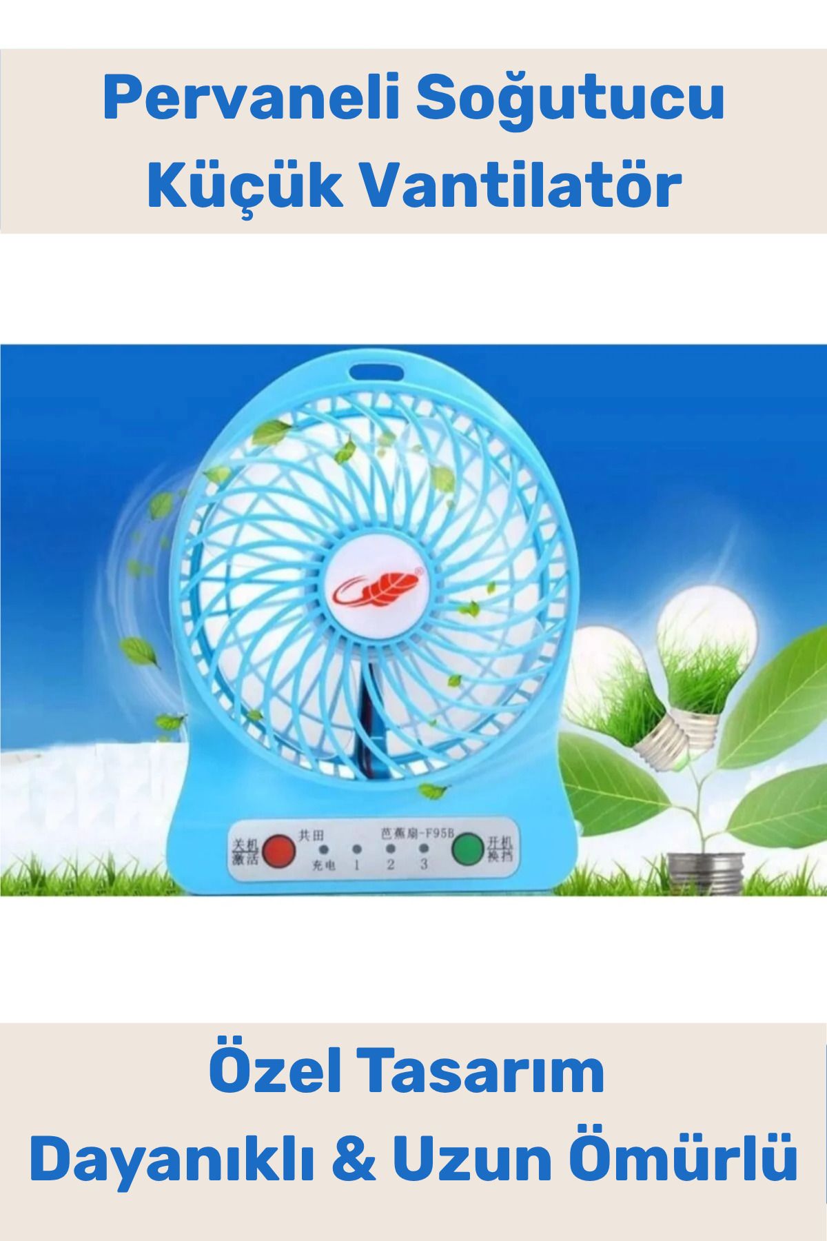 PeraNova Özel Seri Usb Şarjlı 3 Kademeli Sessiz Taşınabilir Mini Fan Pervaneli Soğutucu Küçük Vantilatör