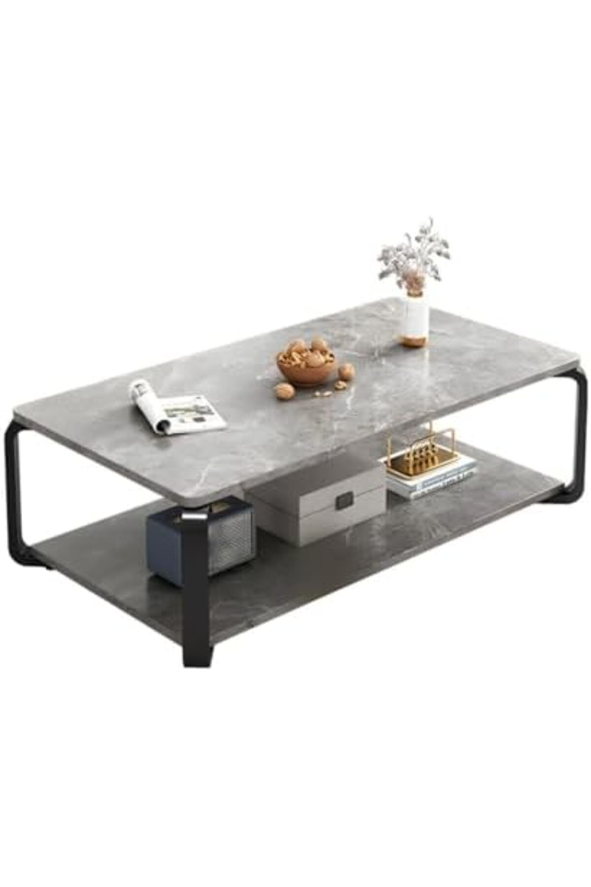 Generic-Coffee Table Slate Rectangular Cocktail Table with Storage Shelf Coffee Table Living Room Home Moder 7