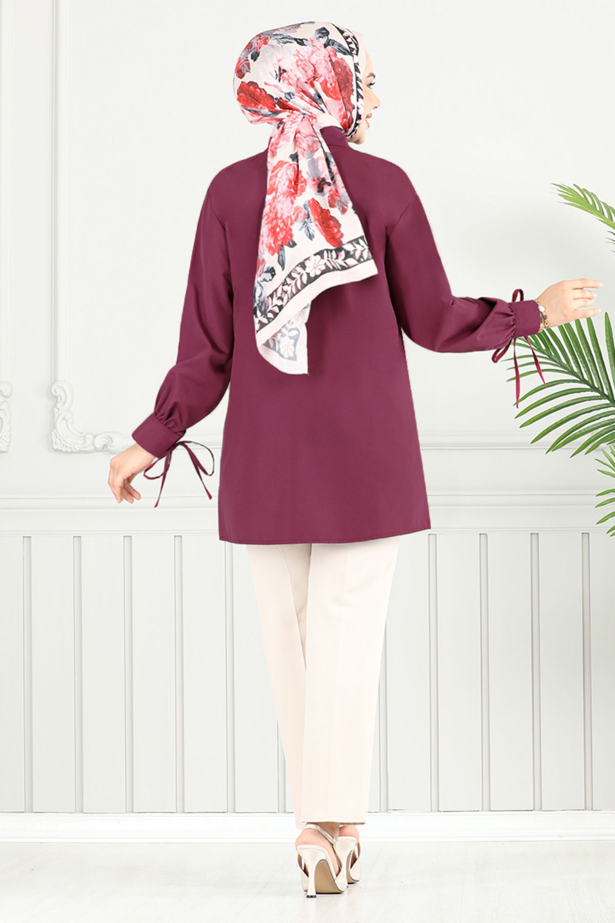 ModaMerve-Front Buttoned Tunic 4101Pm1063-M Claret Red 5