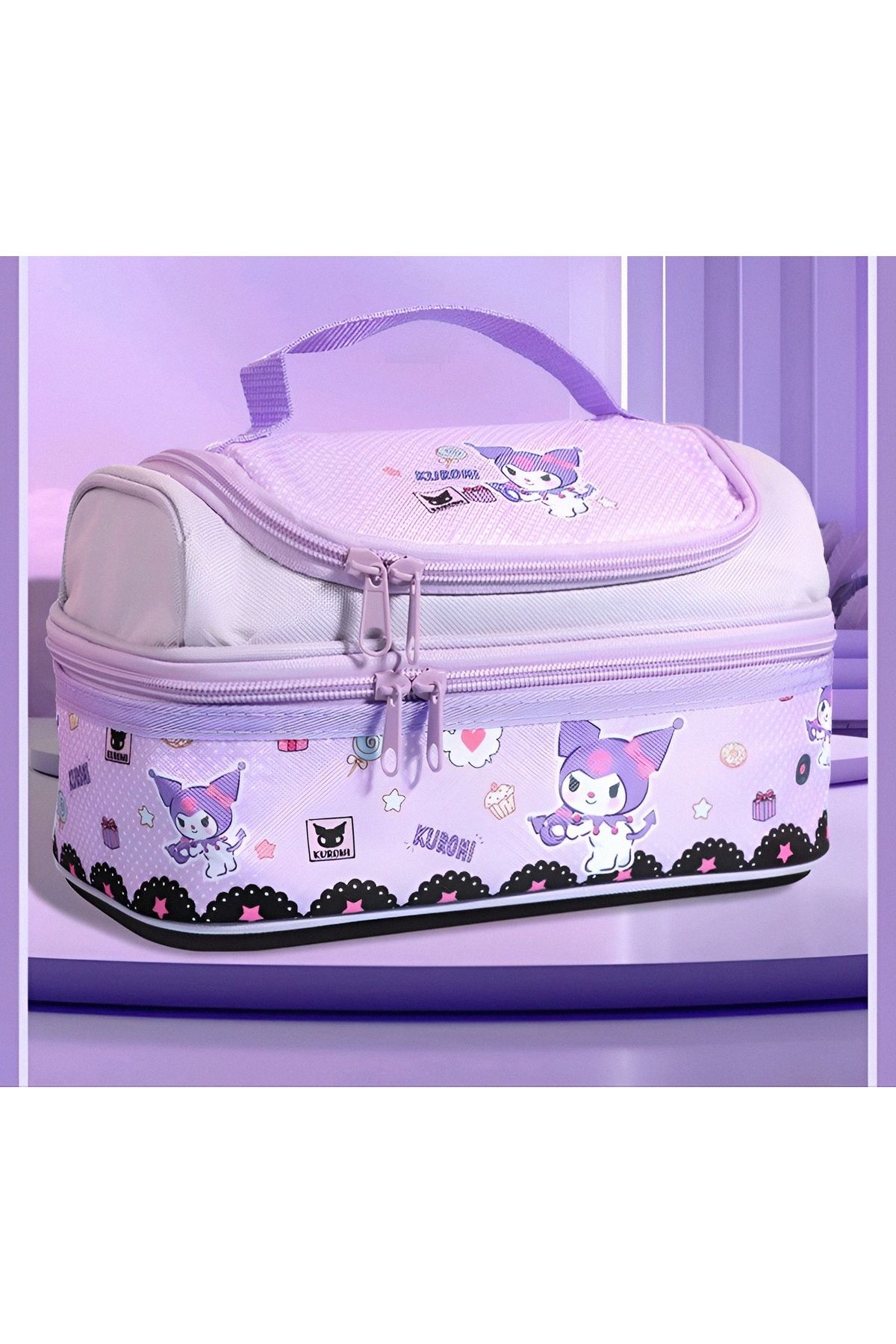 KumOziShop Sanrio Kuromi Hello Kitty Cinnamoroll My Melody Lüx Çift Katmanlı Termal Beslenme Çantası