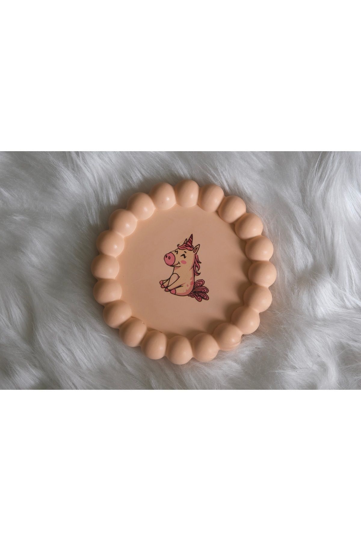 NÜWA HOME taş tozu dekoratif hediyelik unicorn baskılı boncuk tabak