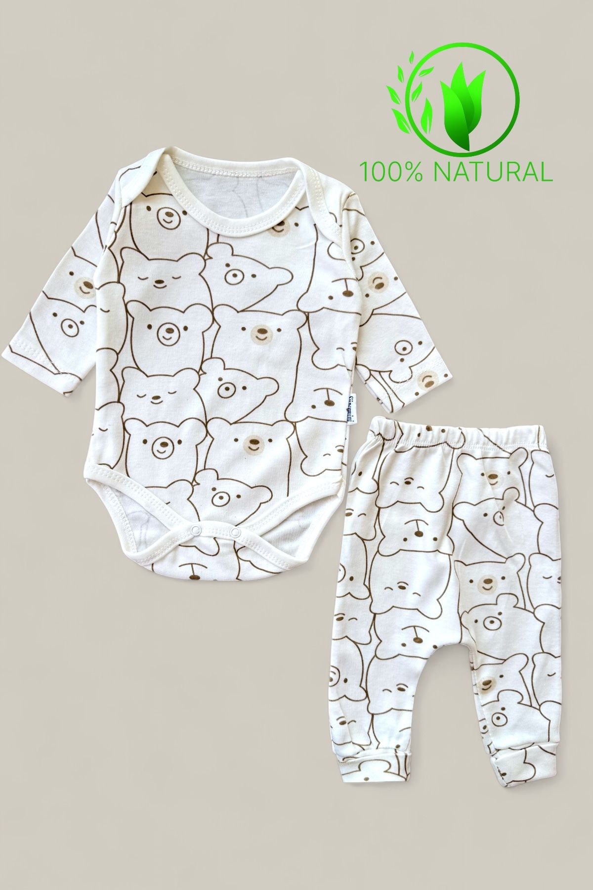 Süpermini %100 PAMUKLU KIZ BEBEK SOMONKALPLİ 2'Lİ BODY - ZIBIN BEBE TAKIM
