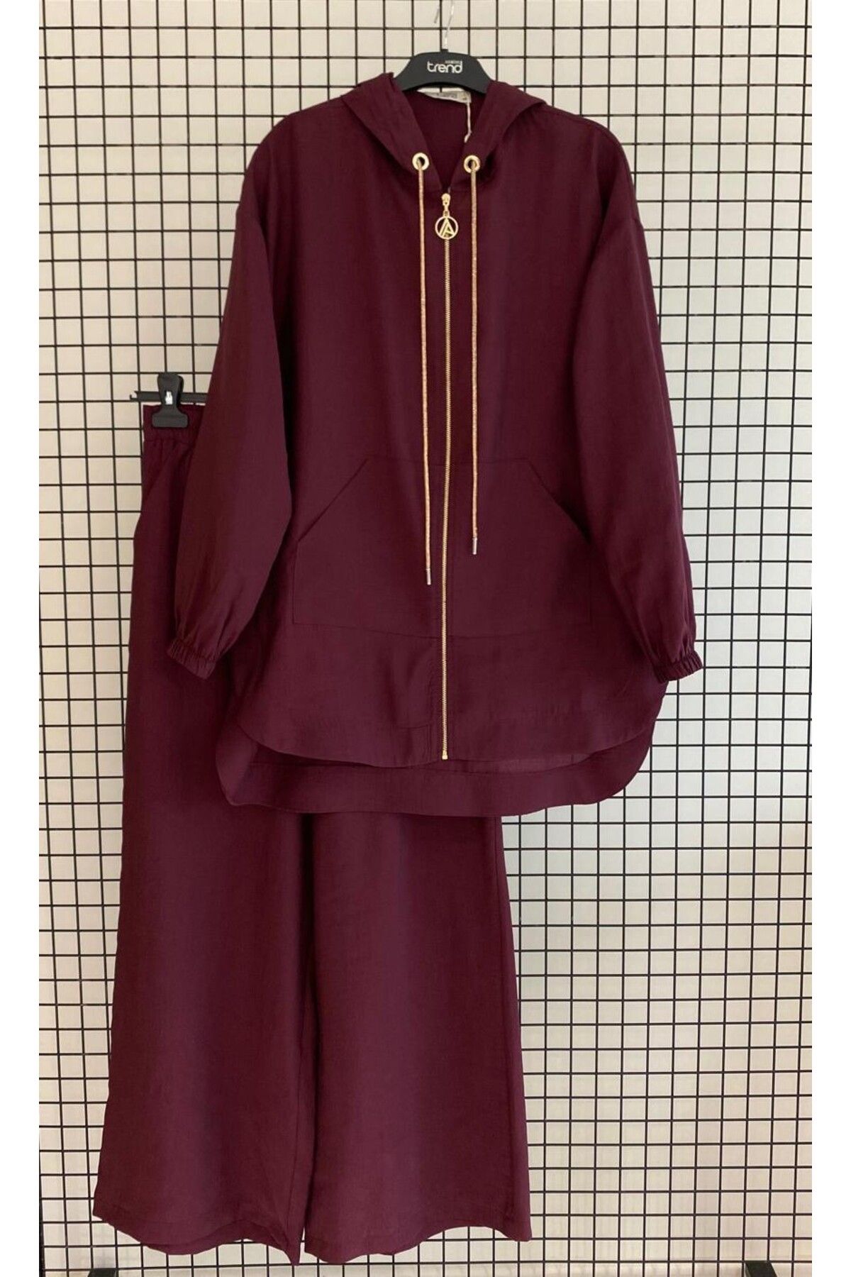 Armine Fermuarlı Kapüşonlu Modal Kumaş Tunik-Pantolon Takım