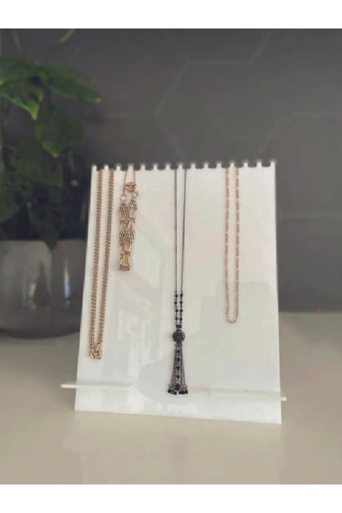 hazal tasarım Beyaz Pleksi Büyük Kolye Standı 30 x 20 Mücevher / Takı / Aksesuar Plastik