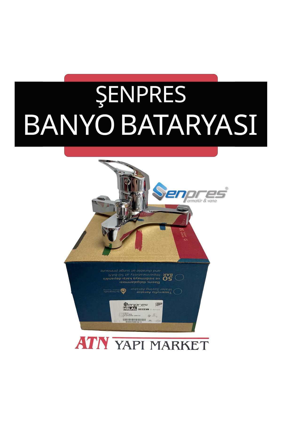 ŞENPRES Senpres Hilal Tek Kumandalı Banyo Bataryası – Krom Renk, Duvara Monte