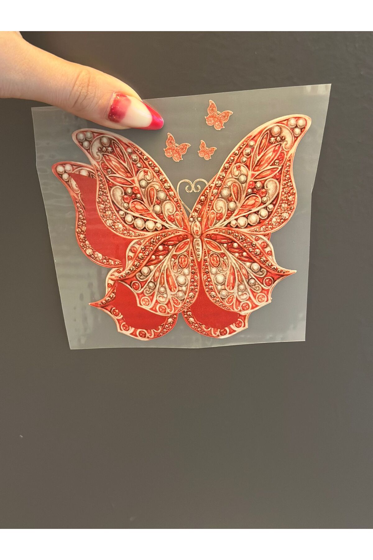 Gönülden Tasarım 11X11 CM ÜTÜ İLE YAPIŞAN NARÇİÇEĞİ KELEBEK TRANSFER BASKI ARMA