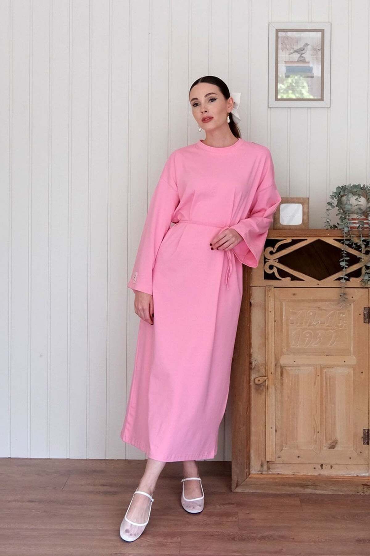 Ceylan Otantik Pembe Süprem Basic Elbise