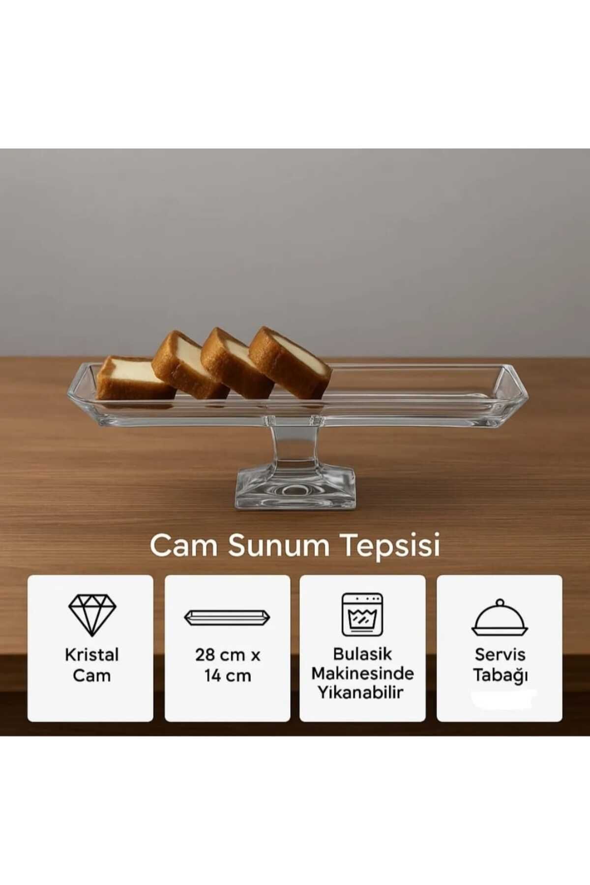 ALİNA HOME cam ayaklı pastalık/sunum servis tabağı